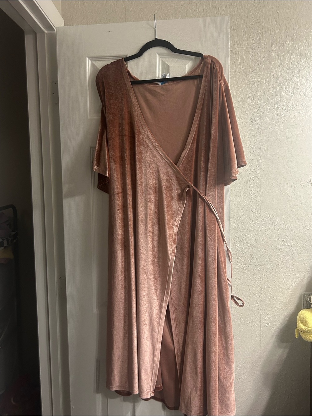 Pink Velvet Wrap Dress